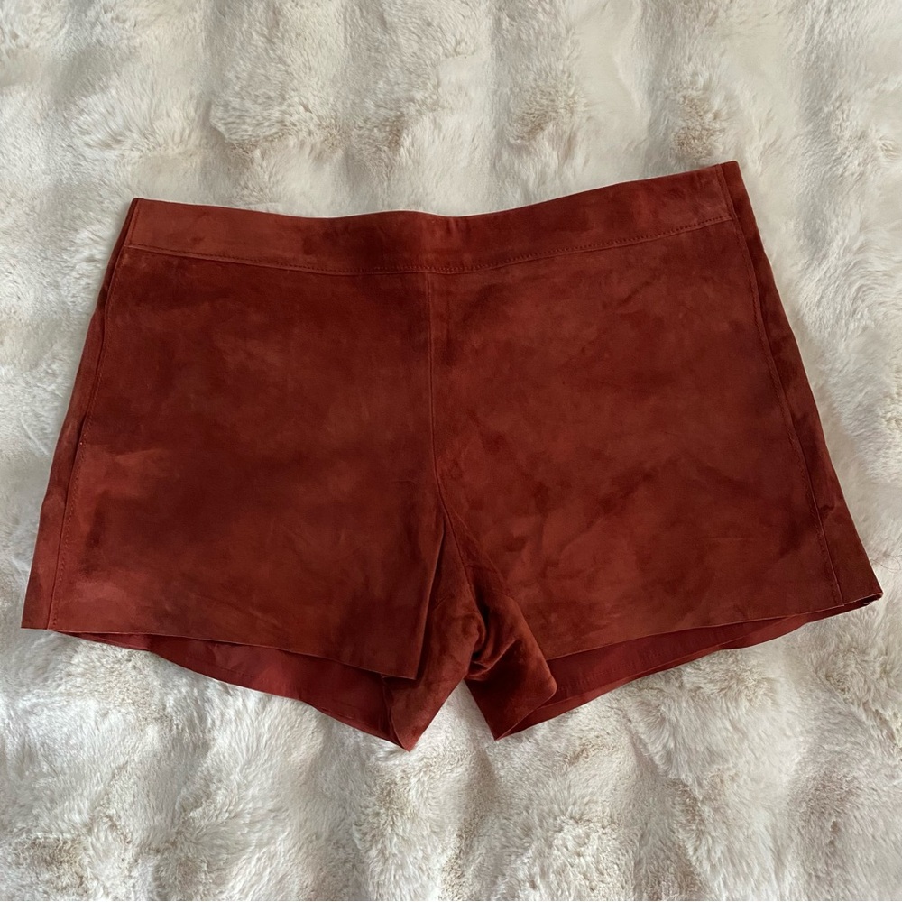 Tory Burch Suede Shorts in Rich Brown